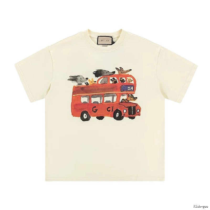 Gucci Bus Print Whimsical Style Off-white T-Shirt
