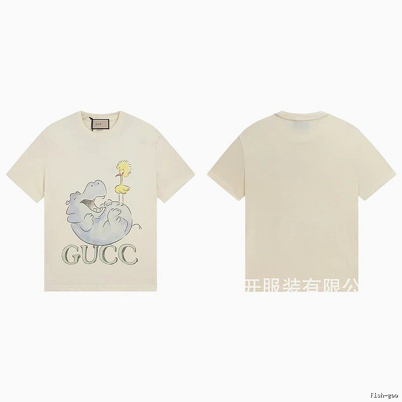 Gucci Cartoon Hippo Casual Off-white T-shirt