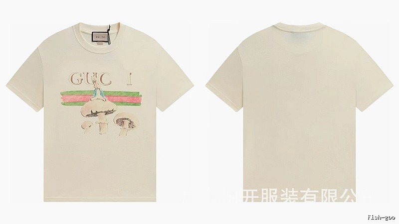 Gucci Co-branded Retro Style Off-white Printed T-Shirt
