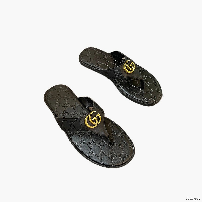 Gucci Double G Casual Style Black Flip-Flops