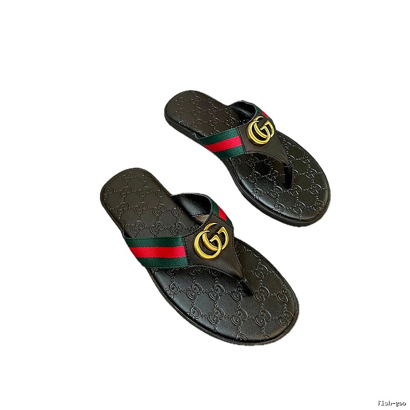 Gucci Double G Classic Retro Black Flip Flops