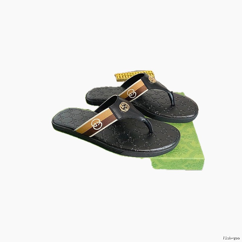 Gucci Double G Series Light Luxury Style Black Flip Flops