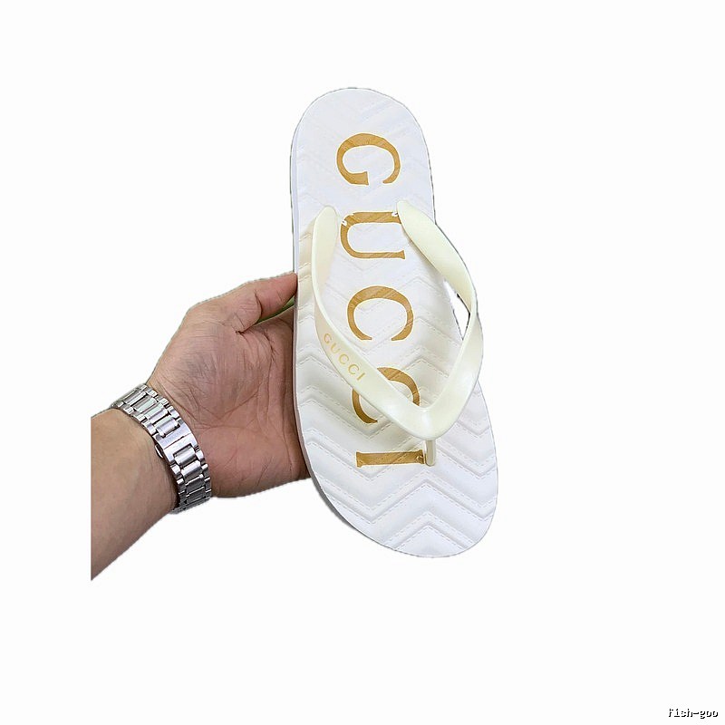 Gucci Letter Print Casual Off-white Flip-flops
