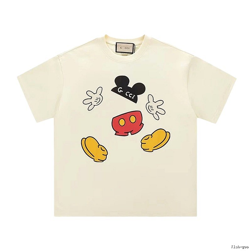 Gucci x Mickey Mouse Co-branded Fun Trendy Style Off-white T-shirt