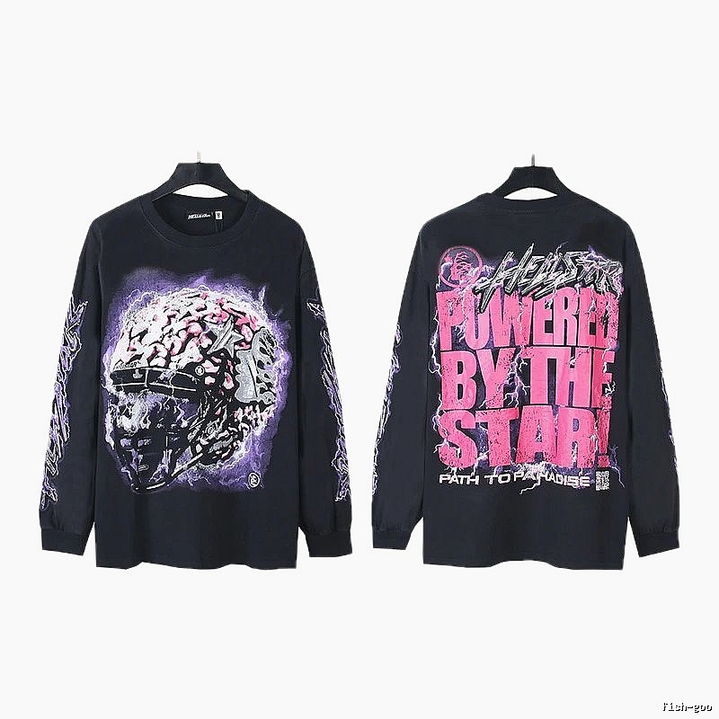 Hellstar dark style black long-sleeved shirt