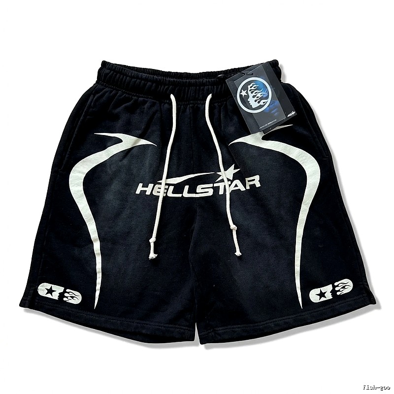 Hellstar dark-style black shorts