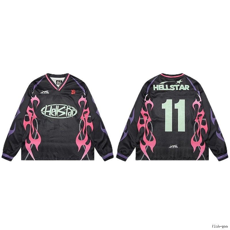 Hellstar Flame Street Style Black and Pink Jersey