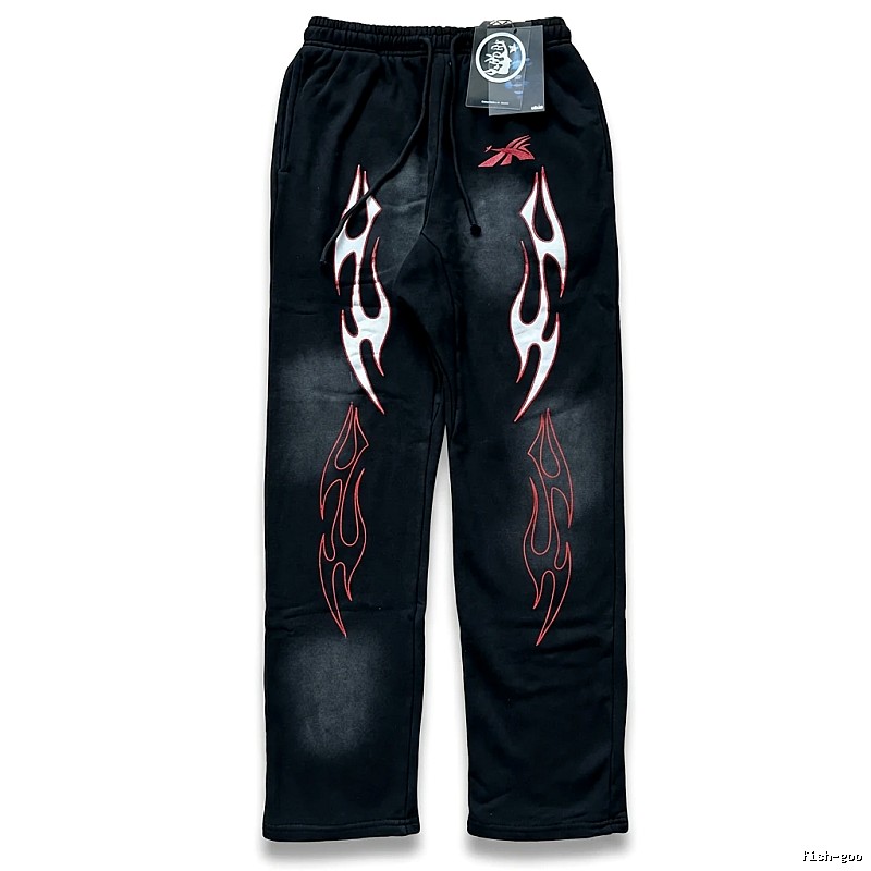Hellstar Flame Wind Black Sweatpants