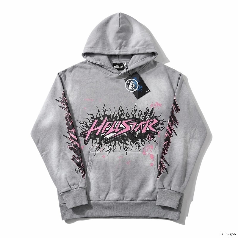 Hellstar Flame Wind Grey Hoodie