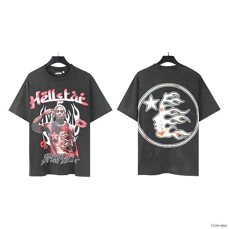 Hellstar Star Player Print Vintage Style Washed Black T-Shirt