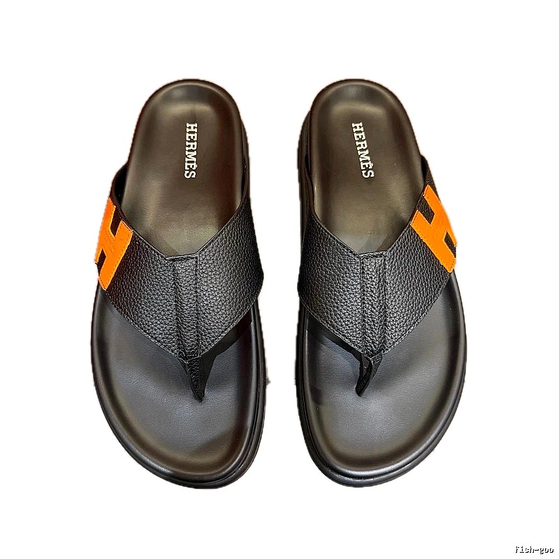 Hermès H Collection Casual Style Black & Orange Flip-Flops