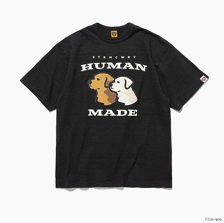 HUMAN MADE Double Dog Print Japanese Streetwear Black T-shirt