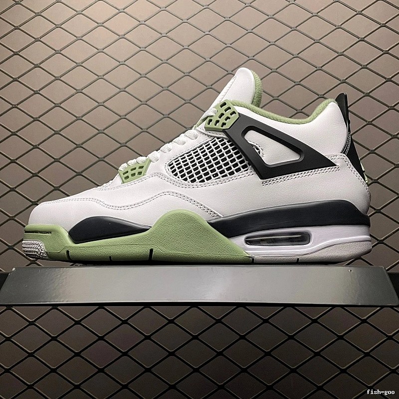 Jordan Basketball High-Tops in White, Black and Green with Court-Inspired Shape