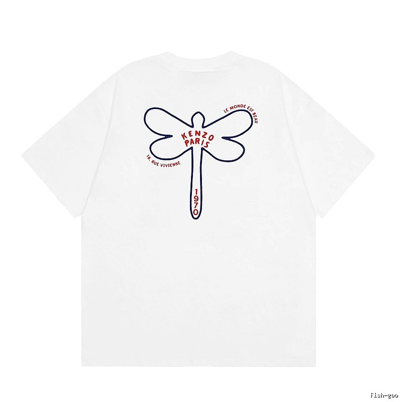 KENZO Dragonfly Print Casual White T-Shirt