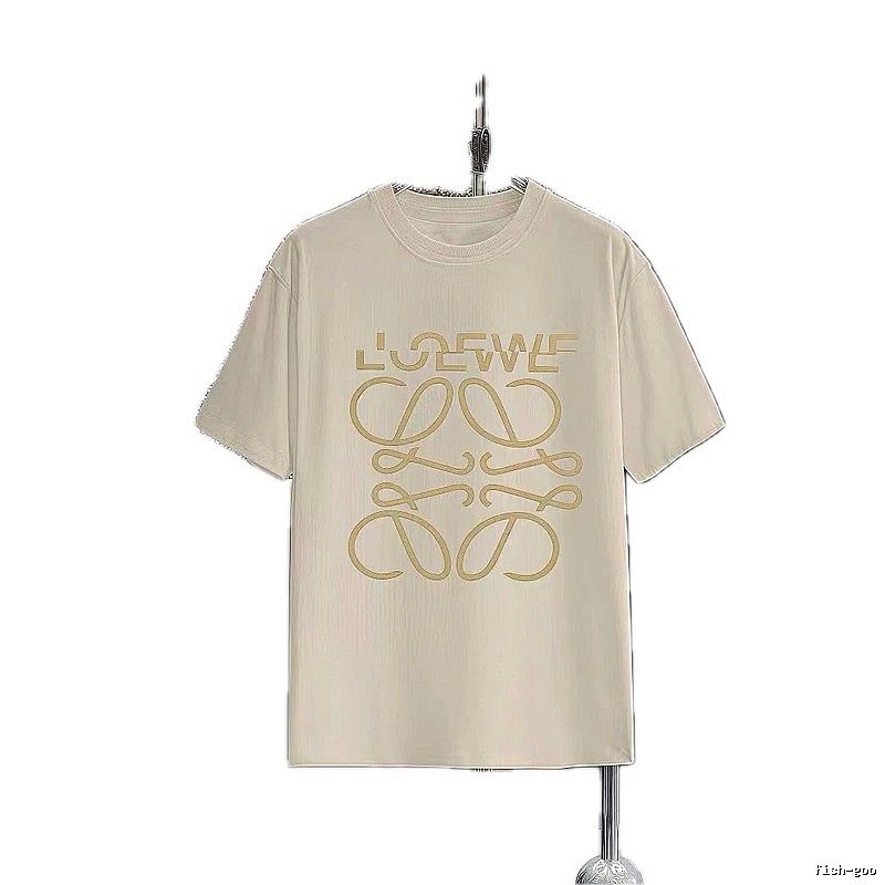 LOEWE Hot-stamped Minimalist Style Off-white Short-sleeve T-shirt