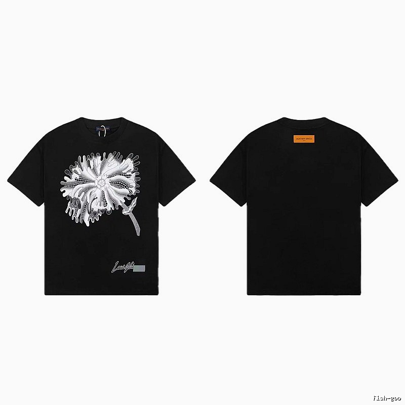 Louis Vuitton Dandelion Print Trendy Black T-Shirt