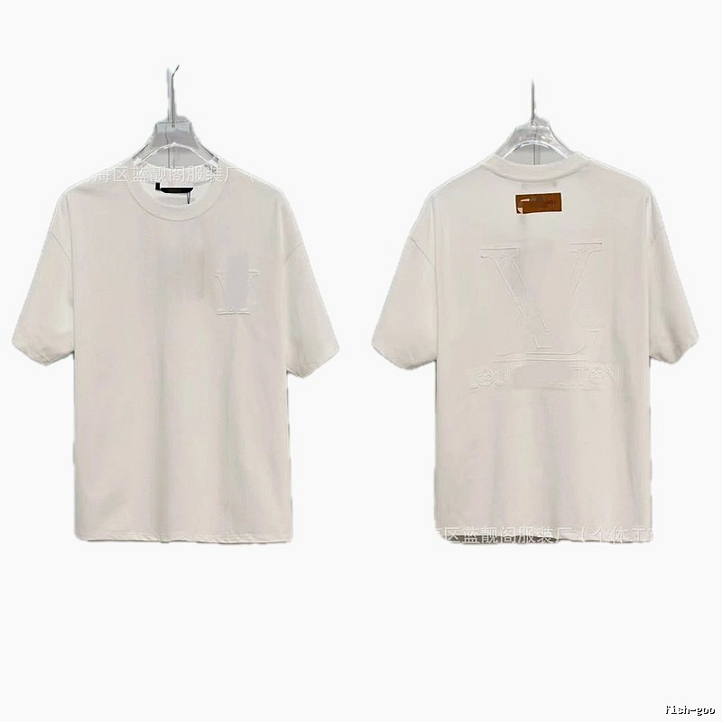 Louis Vuitton Embossed Minimalist Style White Short-sleeve T-shirt