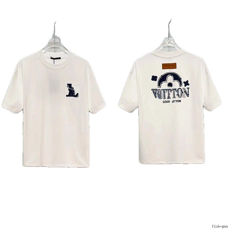 Louis Vuitton Embroidered Vintage-style White Short-sleeve T-shirt