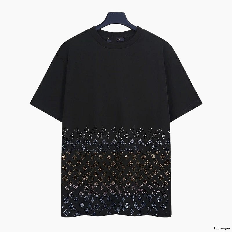 Louis Vuitton Gradient Monogram Street-style Black T-Shirt