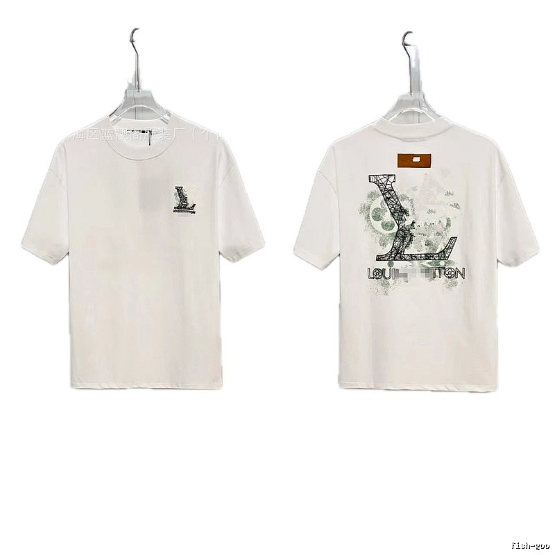 Louis Vuitton Large Print Trendy Style White T-Shirt