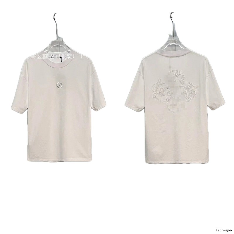 Louis Vuitton Monogram Embroidered Trendy Style White T-Shirt