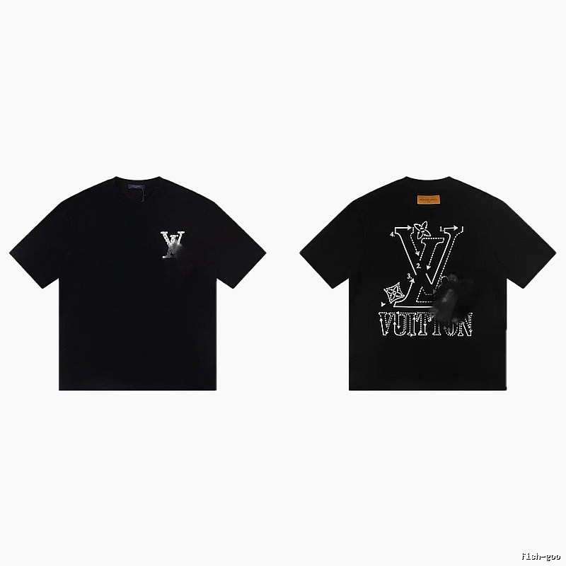 Louis Vuitton Printed Cool Style Black Short-sleeve T-shirt