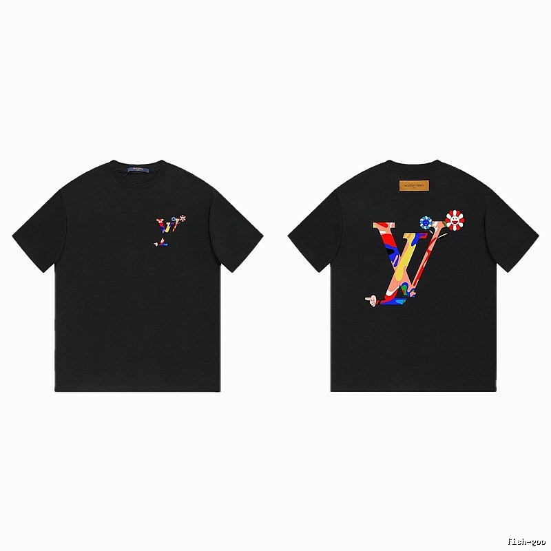 Louis Vuitton Sunflower Co-branded Trendy Black T-shirt