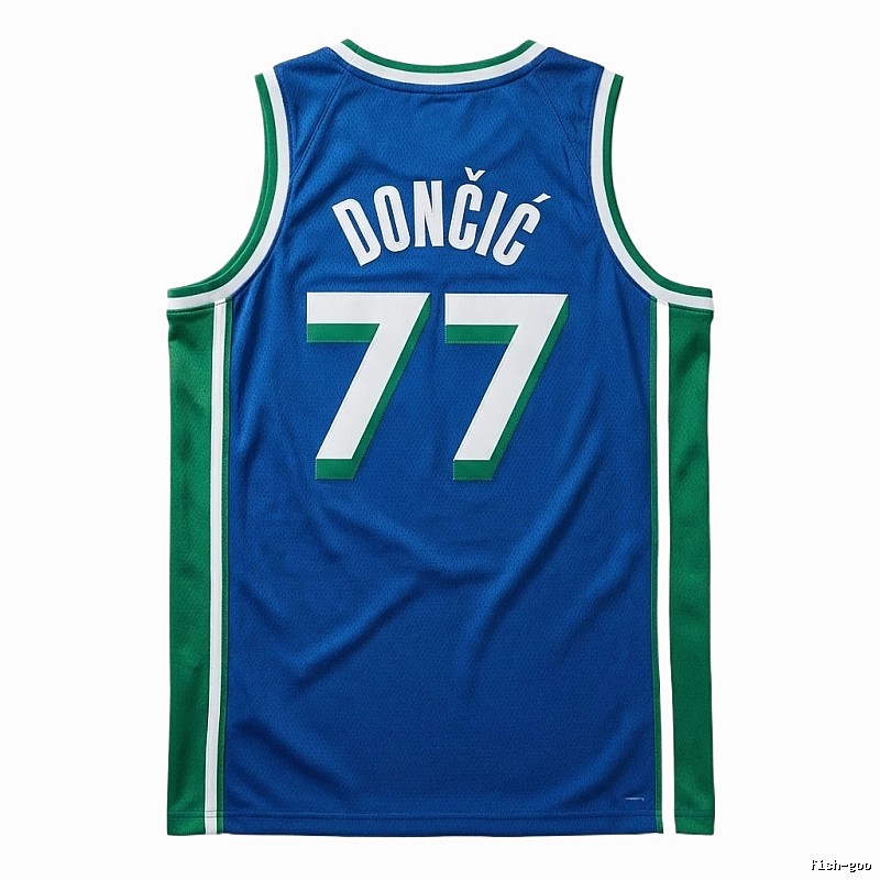 Luka Doncic's No. 77 blue-green basketball jersey