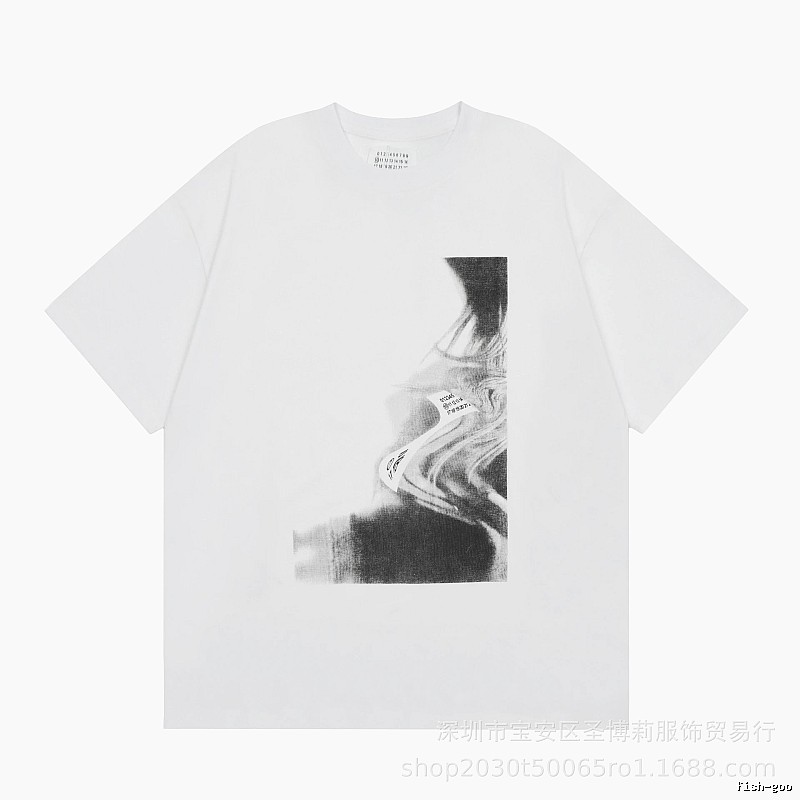 Maison Margiela Abstract Ink-wash Style White Short-sleeve T-shirt
