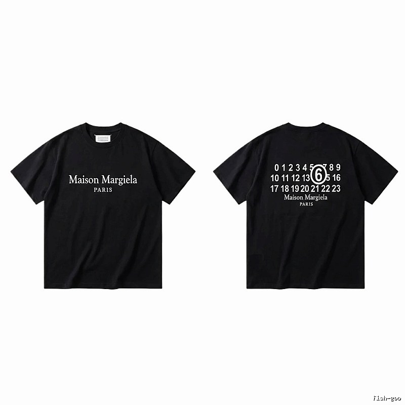 Maison Margiela black T-shirt with digital printing.