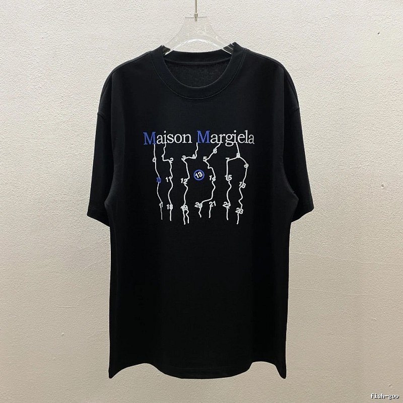 Maison Margiela Digital Embroidery Trendy Black T-Shirt