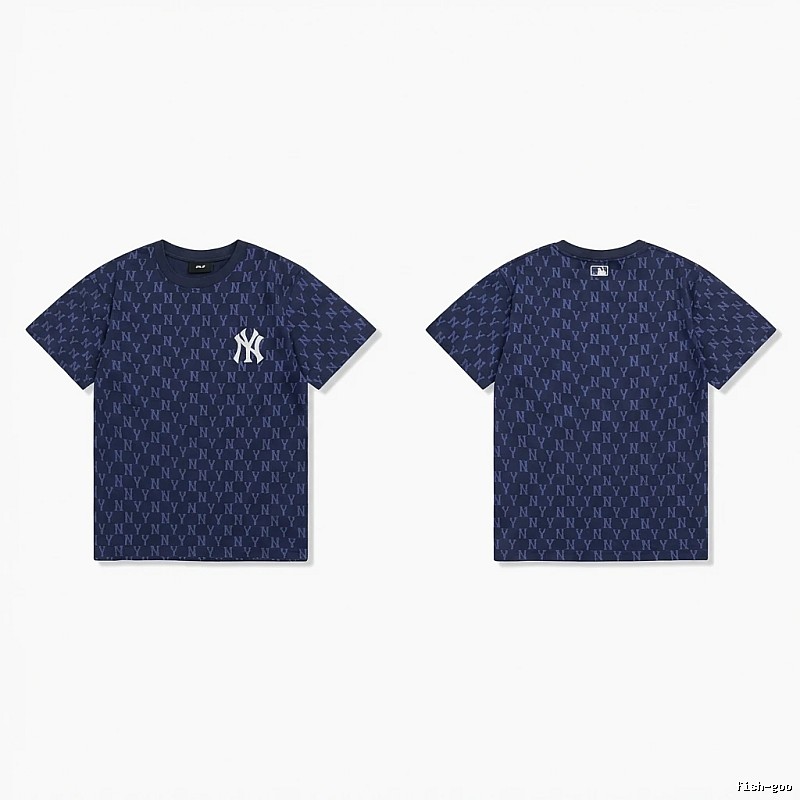 MLB full - print style navy blue T - shirt