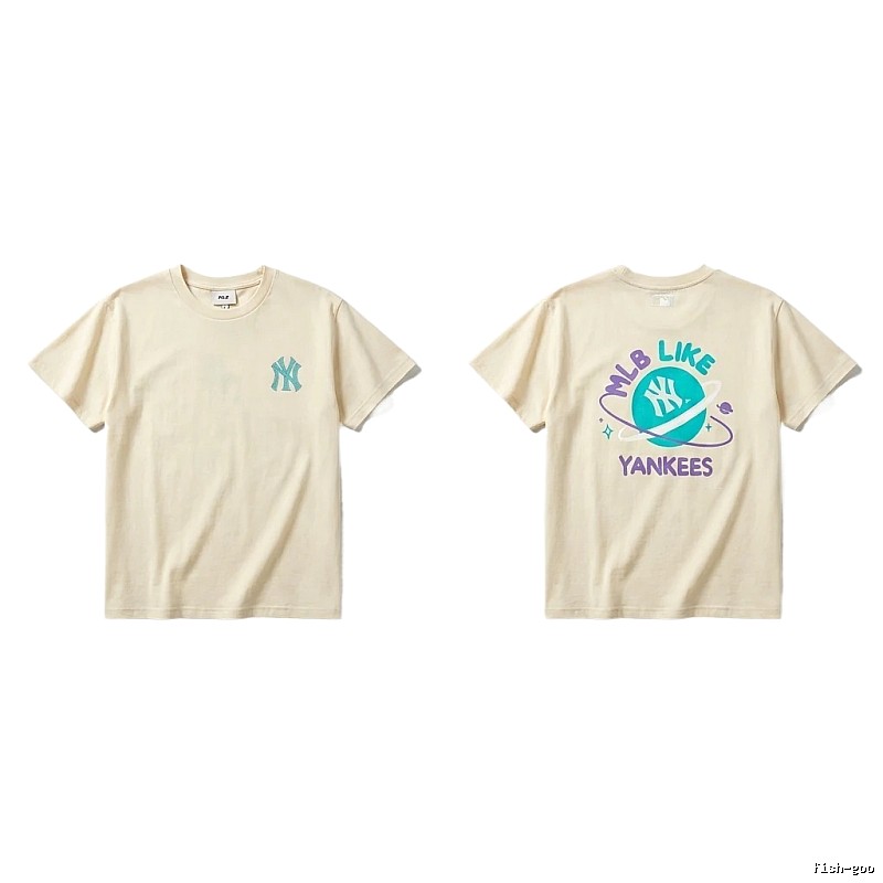 MLB Yankees trendy brand beige T-shirt