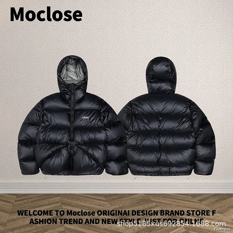 Moclose Classic Puffer jacket Black Glossy Hooded for Daily Styling