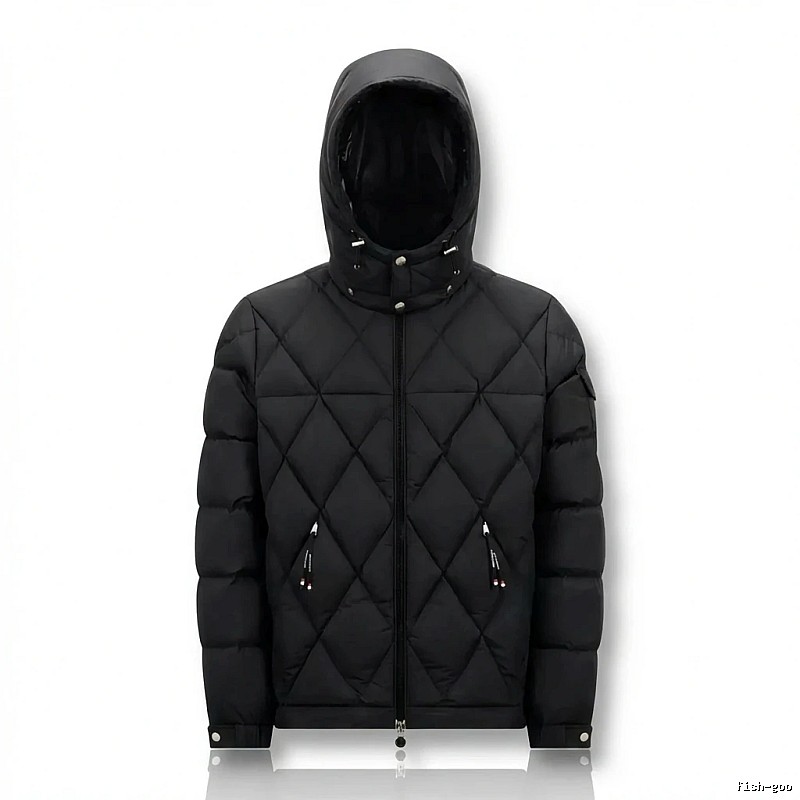 Moncler diamond-check trendy and cool style black down jacket