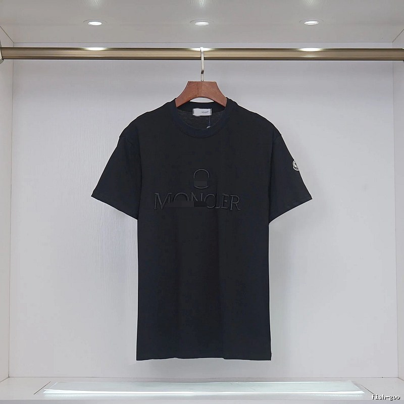 Moncler Embroidered Minimalist Style Black T-Shirt