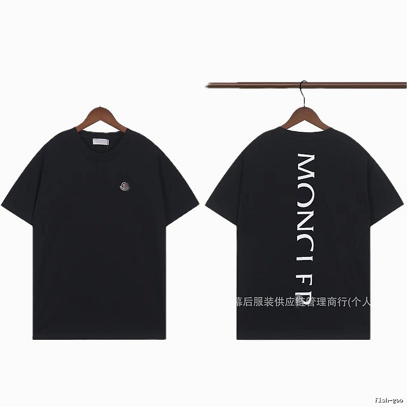 Moncler Letter Print Casual Style Black T-Shirt