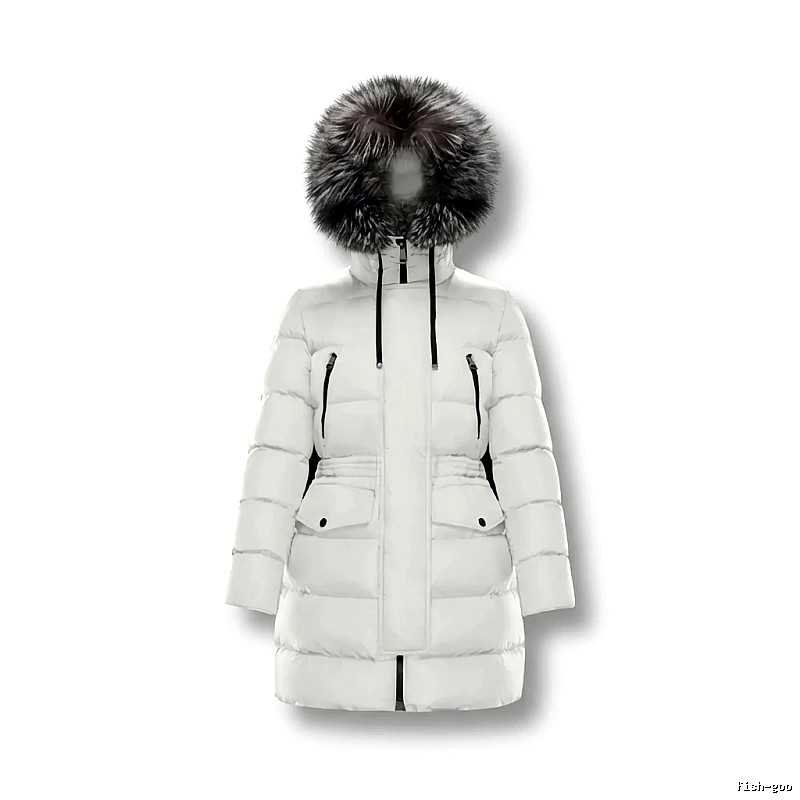 Moncler long fashion white down jacket