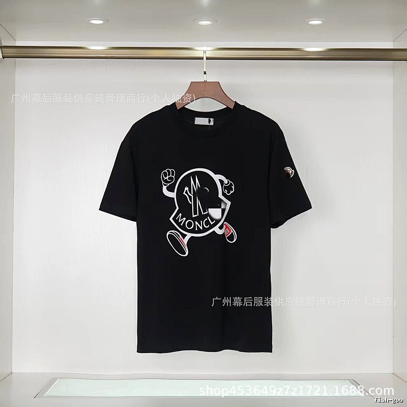 Moncler Trendy Black Cartoon Print Short-sleeved T-shirt