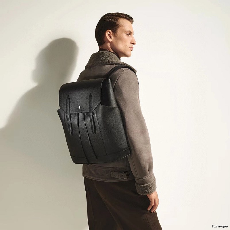 Montblanc Leather backpack Black Structured Flap