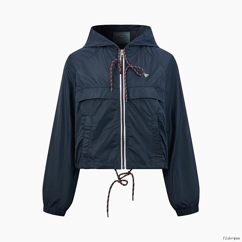 Nike Navy Cropped Windbreaker Jacket for Casual Office