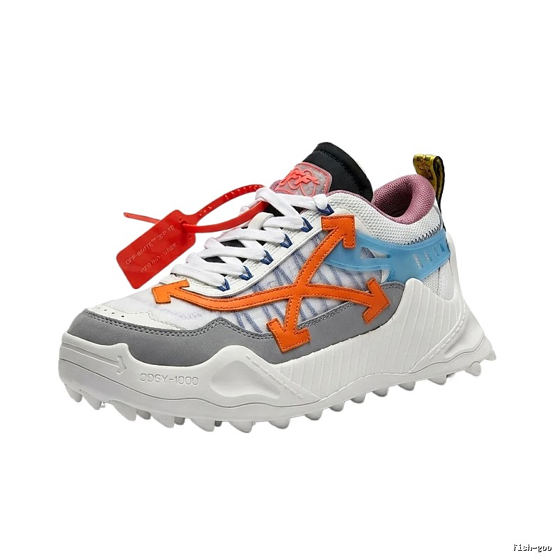 Off-White casual style gray-white-orange sports shoes