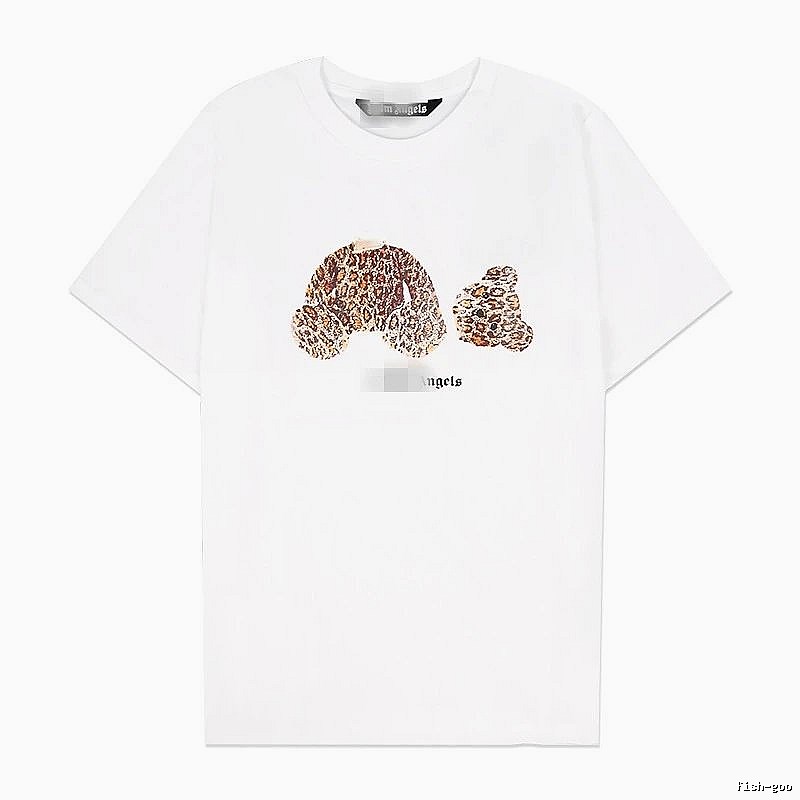 Palm Angels Logo Detail Bear graphic T-shirt White Colorful Bear with Relaxed Feel