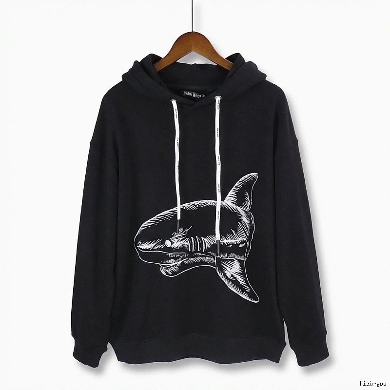Palm Angels Shark Print Black Hoodie