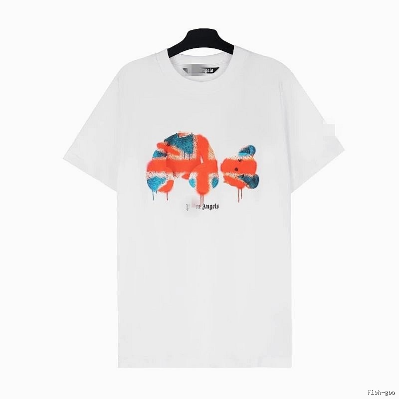 Palm Angels Travel Bear graphic T-shirt White Colorful Bear with Modern Look