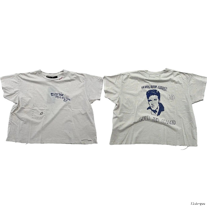 Paly Hollywood Elvis Vintage Distressed White T-Shirt