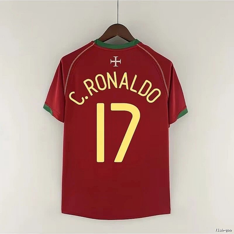 Portugal Classic Ronaldo #17 soccer jersey Red Portugal Football for Daily Styling