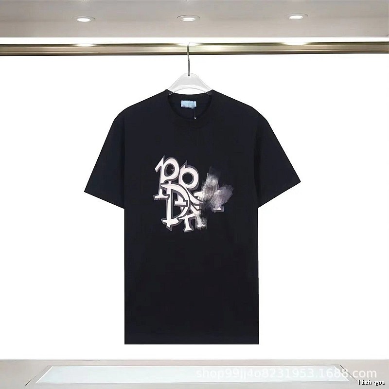 Prada Letter Graffiti Street Style Black T-Shirt