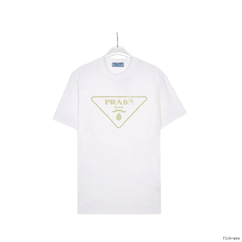 Prada Triangle Logo Casual Style White Short-sleeve T-shirt