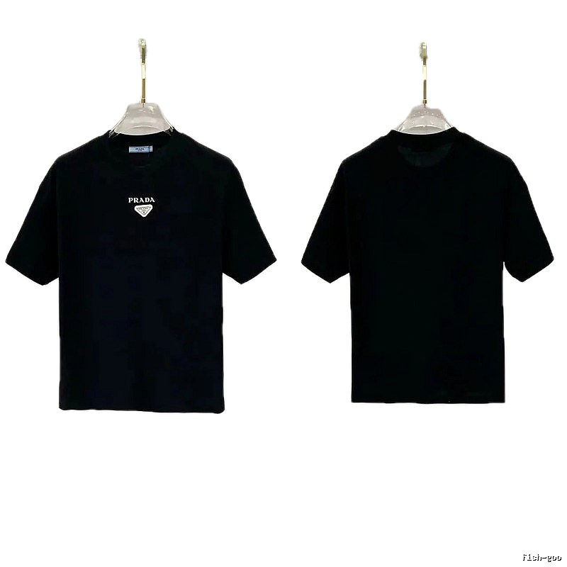Prada Triangle Logo Minimalist Style Black Short-sleeve T-shirt